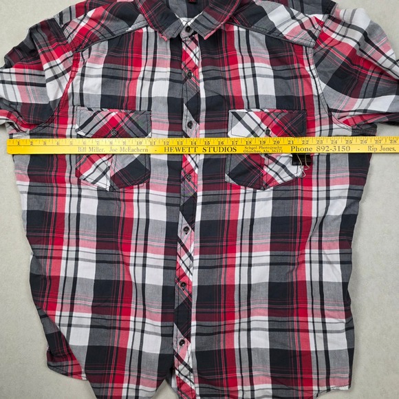 ROCK & REPUBLIC Mens Long Sleeve Plaid Button Up Shirt XXL Easy Care Fabric 2XL - Picture 4 of 7